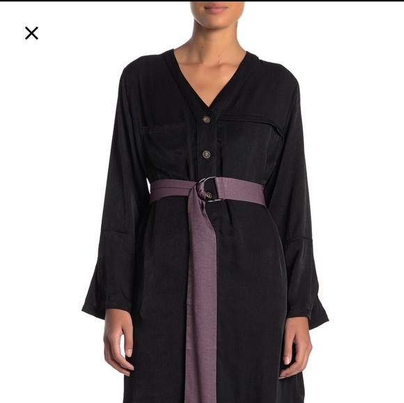 NWT: V-Neck Tie Waist Midi Dress - Picture 2 of 6